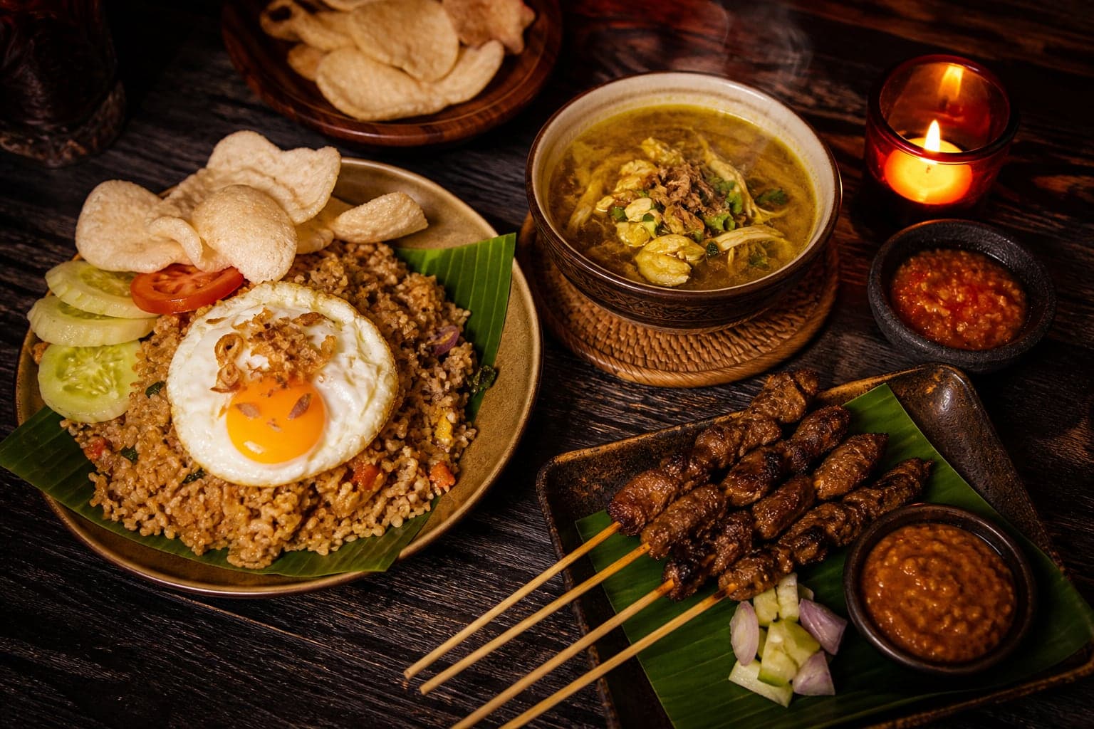 Блюда индонезийской кухни в Saji Nusantara